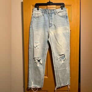 TNR Jeans Light-Wash Distressed High Rise Crop Mom Jeans NWT